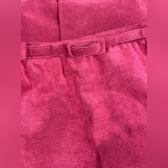 Vintage Nat Kaplan couture pink belted suede knee length skirt size 18 - Picture 8 of 10